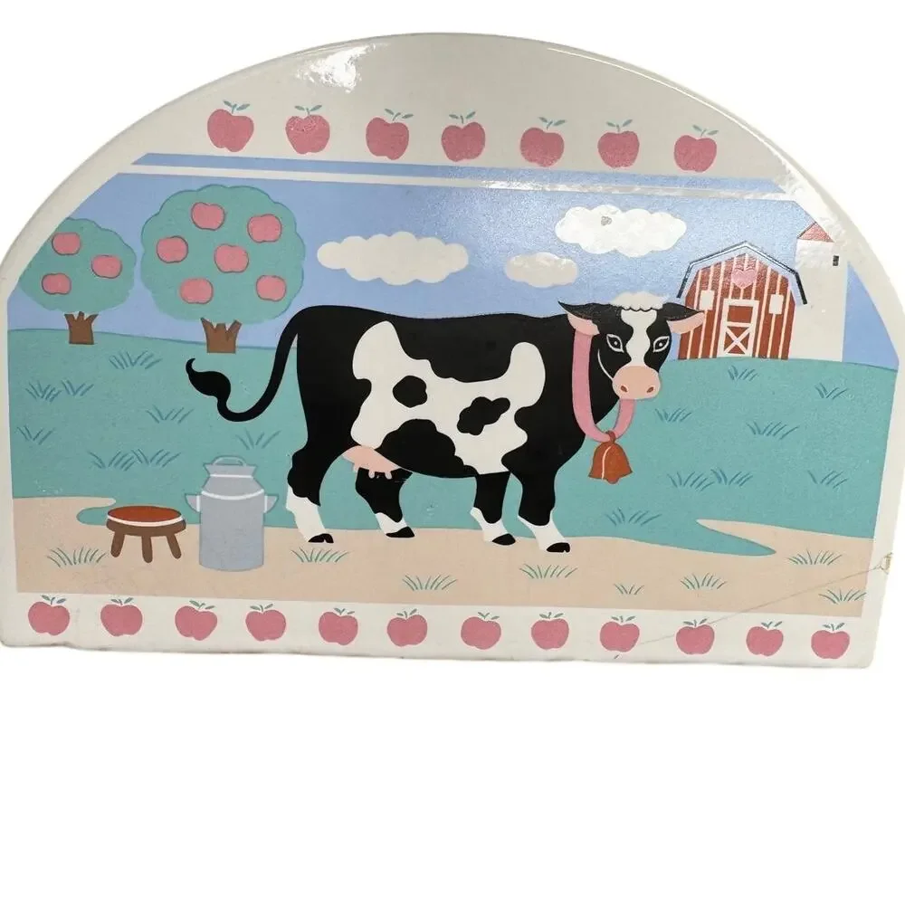 Vintage Treasure Craft Cow Apple Ceramic Napkin Holder Farmhouse Kitchen Decor